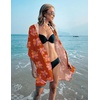 image:imageEkouaer Womens Swimsuit Cover Up 34 Sleeve Beachwear Bikini Coverups Button Down Oversized Cover Up Shirt S3XLFloral Orange Purple