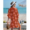 image:imageEkouaer Womens Swimsuit Cover Up 34 Sleeve Beachwear Bikini Coverups Button Down Oversized Cover Up Shirt S3XLFloral Orange Purple