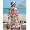 image:imageEkouaer Womens Swimsuit Cover Up 34 Sleeve Beachwear Bikini Coverups Button Down Oversized Cover Up Shirt S3XLResort Print
