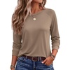 image:imageEkoauer Womens Long Sleeve Shirts Raglan Sleeve Thermal Tops Fall Clothes  Casual Color Block Shirt Crew Neck Basic TShirts Work Dressy Tunic Blouse Going Out Tops Fall Teacher Fashion OutfitsTaupe