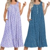 image:imageEkouaer 2 Pack Nightgowns for Women Sleeveless Long Night Gowns Victorian Nightdress with Pockets Soft Ladies GownFloral PurpleDog Footprints