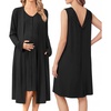 image:imageEkouaer Labor and Delivery Gown and Robe Set for Hospital Nursing Nightgown  Open Back Maternity Nursing Dress Breastfeeding Postpartum Clothes Button Closures Csection Labor GownsBlack