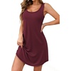 image:imageEkouaer Nightgowns for Women Bamboo Viscose Night Gown Sleeveless Sleepshirt Chemise Sleepwear Tank Sleep Dress S3XLDeep Red