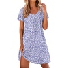 image:imageEkouaer Nightgowns for Women Short Sleeve Sleep Shirts Pleated Night Dress V Neck Night Shirts Soft House DressPurple Speckle