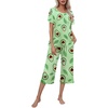 image:imageEkouaer Womens Pajamas Set Short Sleeve Top With Capri Pants Pjs Lounge amp Sleepwear Set SXXLAvocado GreenLeaf