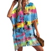 image:imageEkouaer Womens Swimsuit Cover Up 34 Sleeve Beachwear Bikini Coverups Button Down Oversized Cover Up Shirt S3XLColour Palm