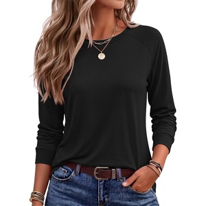 image:imageEkoauer Womens Long Sleeve Shirts Raglan Sleeve Thermal Tops Fall Clothes  Casual Color Block Shirt Crew Neck Basic TShirts Work Dressy Tunic Blouse Going Out Tops Fall Teacher Fashion OutfitsBlack