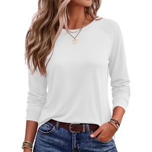 image:imageEkoauer Womens Long Sleeve Shirts Raglan Sleeve Thermal Tops Fall Clothes  Casual Color Block Shirt Crew Neck Basic TShirts Work Dressy Tunic Blouse Going Out Tops Fall Teacher Fashion OutfitsWhite