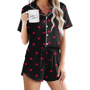 image:imageEkouaer Pajamas for Women Set Button Up Short Sleeve Pjs Lounge Set  Soft Womens LoungewearSide Slit Pj ShortsNotch CollarV Neck2 Piece Sleepwear for SleepLoungeWeddingBridalLove