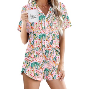 image:imageEkouaer Pajamas for Women Set Button Up Short Sleeve Pjs Lounge Set  Soft Womens LoungewearSide Slit Pj ShortsNotch CollarV Neck2 Piece Sleepwear for SleepLoungeWeddingBridalSummer Plants