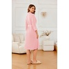 image:imageEkouaer Robes for Women Long Waffle Knit Bathrobe Shawl Collar House Coats  34 Sleeves Midcalf Length Lightweight Soft Casual Comfy Removable Belt SPA Kimono Nightgown with Pockets LoungewearLight PinkSmall Waffle