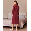 image:imageEkouaer Robes for Women Long Waffle Knit Bathrobe Shawl Collar House Coats  34 Sleeves Midcalf Length Lightweight Soft Casual Comfy Removable Belt SPA Kimono Nightgown with Pockets LoungewearWine RedBig Waffle