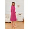 image:imageEkouaer Robes for Women Long Waffle Knit Bathrobe Shawl Collar House Coats  34 Sleeves Midcalf Length Lightweight Soft Casual Comfy Removable Belt SPA Kimono Nightgown with Pockets LoungewearRose RedSmall Waffle