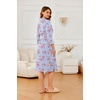 image:imageEkouaer Robes for Women Long Waffle Knit Bathrobe Shawl Collar House Coats  34 Sleeves Midcalf Length Lightweight Soft Casual Comfy Removable Belt SPA Kimono Nightgown with Pockets LoungewearHibiscus FlowerSmall Waffle