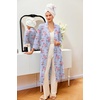 image:imageEkouaer Robes for Women Long Waffle Knit Bathrobe Shawl Collar House Coats  34 Sleeves Midcalf Length Lightweight Soft Casual Comfy Removable Belt SPA Kimono Nightgown with Pockets LoungewearHibiscus FlowerSmall Waffle