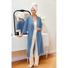 image:imageEkouaer Robes for Women Long Waffle Knit Bathrobe Shawl Collar House Coats  34 Sleeves Midcalf Length Lightweight Soft Casual Comfy Removable Belt SPA Kimono Nightgown with Pockets LoungewearBlueSmall Waffle