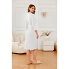 image:imageEkouaer Robes for Women Long Waffle Knit Bathrobe Shawl Collar House Coats  34 Sleeves Midcalf Length Lightweight Soft Casual Comfy Removable Belt SPA Kimono Nightgown with Pockets LoungewearWhiteSmall Waffle