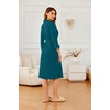 image:imageEkouaer Robes for Women Long Waffle Knit Bathrobe Shawl Collar House Coats  34 Sleeves Midcalf Length Lightweight Soft Casual Comfy Removable Belt SPA Kimono Nightgown with Pockets LoungewearTurquoiseSmall Waffle