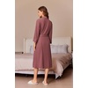 image:imageEkouaer Robes for Women Long Waffle Knit Bathrobe Shawl Collar House Coats  34 Sleeves Midcalf Length Lightweight Soft Casual Comfy Removable Belt SPA Kimono Nightgown with Pockets LoungewearGray PurpleBig Waffle