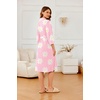 image:imageEkouaer Robes for Women Long Waffle Knit Bathrobe Shawl Collar House Coats  34 Sleeves Midcalf Length Lightweight Soft Casual Comfy Removable Belt SPA Kimono Nightgown with Pockets LoungewearLight Pink FloralSmall Waffle