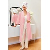 image:imageEkouaer Robes for Women Long Waffle Knit Bathrobe Shawl Collar House Coats  34 Sleeves Midcalf Length Lightweight Soft Casual Comfy Removable Belt SPA Kimono Nightgown with Pockets LoungewearLight PinkSmall Waffle