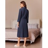 image:imageEkouaer Robes for Women Long Waffle Knit Bathrobe Shawl Collar House Coats  34 Sleeves Midcalf Length Lightweight Soft Casual Comfy Removable Belt SPA Kimono Nightgown with Pockets LoungewearNavy BlueBig Waffle