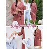 image:imageEkouaer Robes for Women Long Waffle Knit Bathrobe Shawl Collar House Coats  34 Sleeves Midcalf Length Lightweight Soft Casual Comfy Removable Belt SPA Kimono Nightgown with Pockets LoungewearGray PurpleBig Waffle