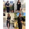 image:imageEkouaer Robes for Women Long Waffle Knit Bathrobe Shawl Collar House Coats  34 Sleeves Midcalf Length Lightweight Soft Casual Comfy Removable Belt SPA Kimono Nightgown with Pockets LoungewearBlackSmall Waffle