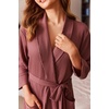 image:imageEkouaer Robes for Women Long Waffle Knit Bathrobe Shawl Collar House Coats  34 Sleeves Midcalf Length Lightweight Soft Casual Comfy Removable Belt SPA Kimono Nightgown with Pockets LoungewearGray PurpleBig Waffle