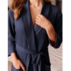 image:imageEkouaer Robes for Women Long Waffle Knit Bathrobe Shawl Collar House Coats  34 Sleeves Midcalf Length Lightweight Soft Casual Comfy Removable Belt SPA Kimono Nightgown with Pockets LoungewearNavy BlueBig Waffle