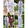 image:imageEkouaer Robes for Women Long Waffle Knit Bathrobe Shawl Collar House Coats  34 Sleeves Midcalf Length Lightweight Soft Casual Comfy Removable Belt SPA Kimono Nightgown with Pockets LoungewearWhiteSmall Waffle