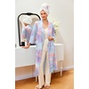 image:imageEkouaer Robes for Women Long Waffle Knit Bathrobe Shawl Collar House Coats  34 Sleeves Midcalf Length Lightweight Soft Casual Comfy Removable Belt SPA Kimono Nightgown with Pockets LoungewearPink Tie DyeSmall Waffle
