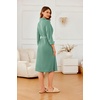 image:imageEkouaer Robes for Women Long Waffle Knit Bathrobe Shawl Collar House Coats  34 Sleeves Midcalf Length Lightweight Soft Casual Comfy Removable Belt SPA Kimono Nightgown with Pockets LoungewearLight GreenSmall Waffle