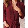 image:imageEkouaer Robes for Women Long Waffle Knit Bathrobe Shawl Collar House Coats  34 Sleeves Midcalf Length Lightweight Soft Casual Comfy Removable Belt SPA Kimono Nightgown with Pockets LoungewearWine RedBig Waffle
