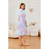 image:imageEkouaer Robes for Women Long Waffle Knit Bathrobe Shawl Collar House Coats  34 Sleeves Midcalf Length Lightweight Soft Casual Comfy Removable Belt SPA Kimono Nightgown with Pockets LoungewearPink Tie DyeSmall Waffle