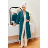 image:imageEkouaer Robes for Women Long Waffle Knit Bathrobe Shawl Collar House Coats  34 Sleeves Midcalf Length Lightweight Soft Casual Comfy Removable Belt SPA Kimono Nightgown with Pockets LoungewearTurquoiseSmall Waffle