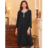 image:imageEkouaer Womens Long Nightgowns Plaid Sleepwear Soft Loose Nightshirt 34 Sleeve Plus Size Housecoat with Button amp PocketsBlack