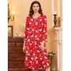 image:imageEkouaer Womens Long Nightgowns Plaid Sleepwear Soft Loose Nightshirt 34 Sleeve Plus Size Housecoat with Button amp PocketsChristmas Print