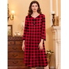 image:imageEkouaer Womens Long Nightgowns Plaid Sleepwear Soft Loose Nightshirt 34 Sleeve Plus Size Housecoat with Button amp PocketsRedblack Plaid