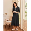 image:imageEkouaer Womens Zipper Robe 34 Sleeves Housecoat Full Length Nightgown  Pockets Long Robe Soft and Lightweight Floral and Stripe PrintAblack