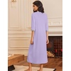 image:imageEkouaer Womens Zipper Robe 34 Sleeves Housecoat Full Length Nightgown  Pockets Long Robe Soft and Lightweight Floral and Stripe PrintLavender