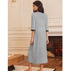 image:imageEkouaer Womens Zipper Robe 34 Sleeves Housecoat Full Length Nightgown  Pockets Long Robe Soft and Lightweight Floral and Stripe PrintLight Gray