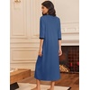 image:imageEkouaer Womens Zipper Robe 34 Sleeves Housecoat Full Length Nightgown  Pockets Long Robe Soft and Lightweight Floral and Stripe PrintNavy