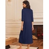 image:imageEkouaer Womens Zipper Robe 34 Sleeves Housecoat Full Length Nightgown  Pockets Long Robe Soft and Lightweight Floral and Stripe PrintNavy Blue