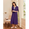 image:imageEkouaer Womens Zipper Robe 34 Sleeves Housecoat Full Length Nightgown  Pockets Long Robe Soft and Lightweight Floral and Stripe PrintPurple