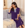 image:imageEkouaer Womens Zipper Robe 34 Sleeves Housecoat Full Length Nightgown  Pockets Long Robe Soft and Lightweight Floral and Stripe PrintPurple