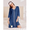 image:imageEkouaer Zipper Robes for Women 34 Sleeves House Coat 2026 Zip Up Bathrobe  Lightweight Soft V Neck Comfy Summer Side Split Zipper Front Nightgown with Pockets SleepwearNavy