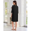 image:imageEkouaer Zipper Robes for Women 34 Sleeves House Coat 2026 Zip Up Bathrobe  Lightweight Soft V Neck Comfy Summer Side Split Zipper Front Nightgown with Pockets SleepwearBlack