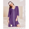 image:imageEkouaer Zipper Robes for Women 34 Sleeves House Coat 2026 Zip Up Bathrobe  Lightweight Soft V Neck Comfy Summer Side Split Zipper Front Nightgown with Pockets SleepwearPurple