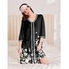 image:imageEkouaer Zipper Robes for Women 34 Sleeves House Coat 2026 Zip Up Bathrobe  Lightweight Soft V Neck Comfy Summer Side Split Zipper Front Nightgown with Pockets SleepwearBlack White Floral